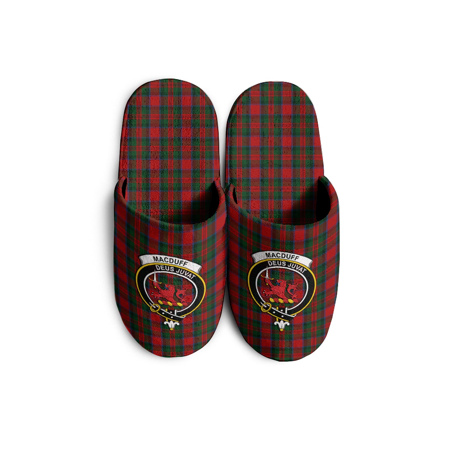 MacDuff Tartan Home Slippers with Family Crest - Tartanvibesclothing