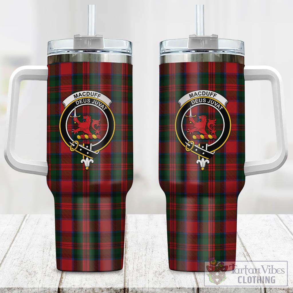 Tartan Vibes Clothing MacDuff Tartan and Family Crest Tumbler with Handle