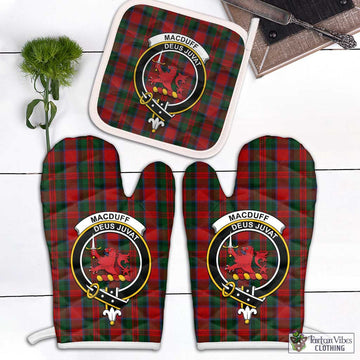 MacDuff (McDuff) Tartan Combo Oven Mitt & Pot-Holder with Family Crest Combo 1 Oven Mitt & 1 Pot-Holder White - Tartan Vibes Clothing