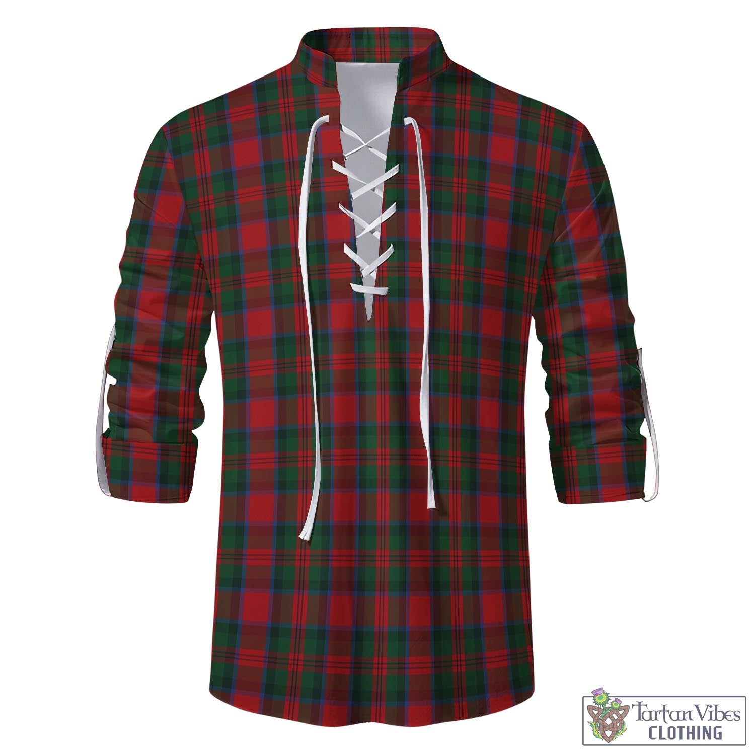 Tartan Vibes Clothing MacDuff Tartan Men's Scottish Traditional Jacobite Ghillie Kilt Shirt