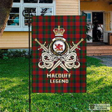 MacDuff Tartan Flag with Clan Crest and the Golden Sword of Courageous Legacy