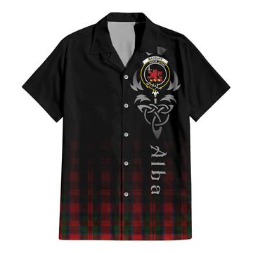 Tartan Vibes Clothing MacDuff Tartan Short Sleeve Button Up Featuring Alba Gu Brath Family Crest Celtic Inspired