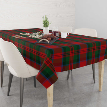 MacDuff Tartan Tablecloth with Clan Crest and the Golden Sword of Courageous Legacy