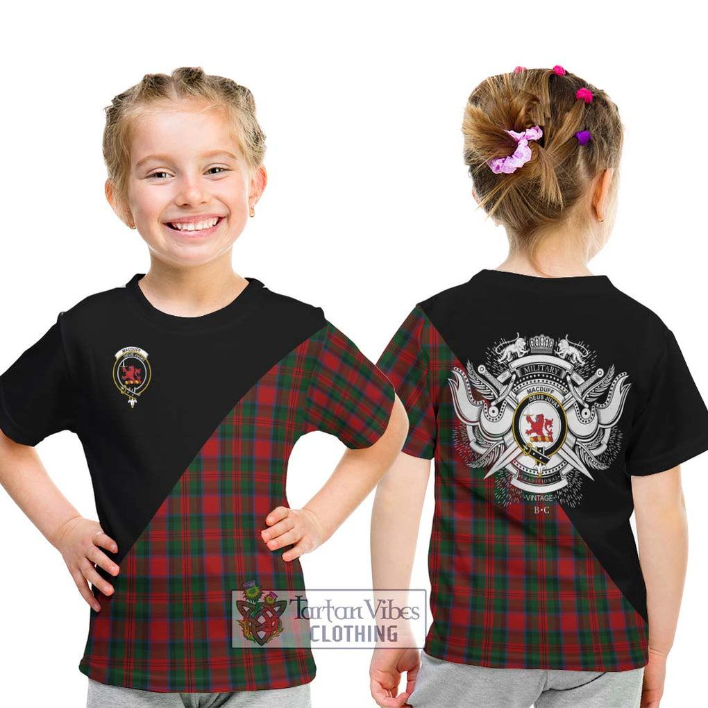 MacDuff (McDuff) Tartan Kid T-Shirt with Family Crest and Military Logo Style - Tartanvibesclothing Shop