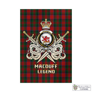 MacDuff (McDuff) Tartan Garden Flag with Clan Crest and the Golden Sword of Courageous Legacy