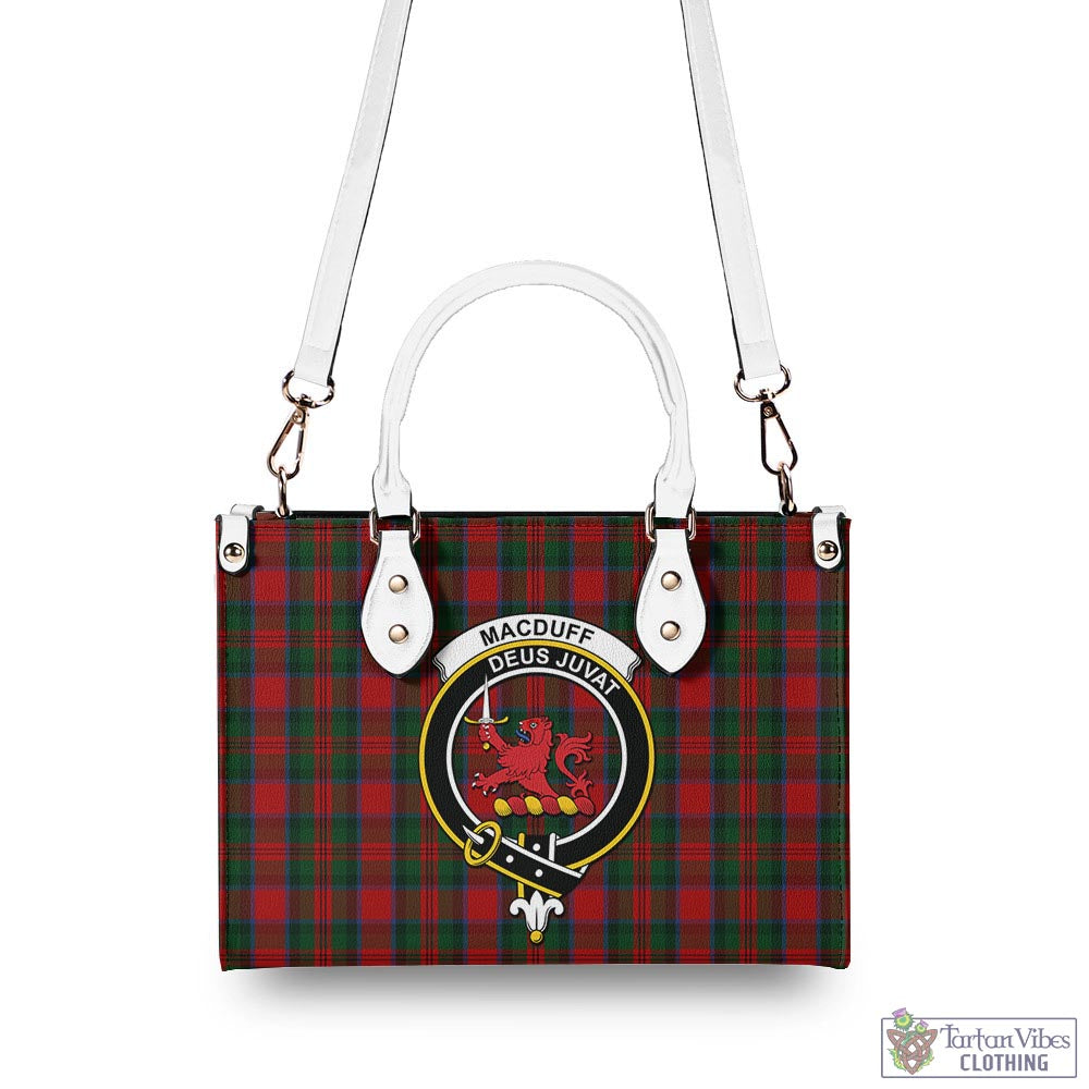 Tartan Vibes Clothing MacDuff Tartan Luxury Leather Handbags with Family Crest