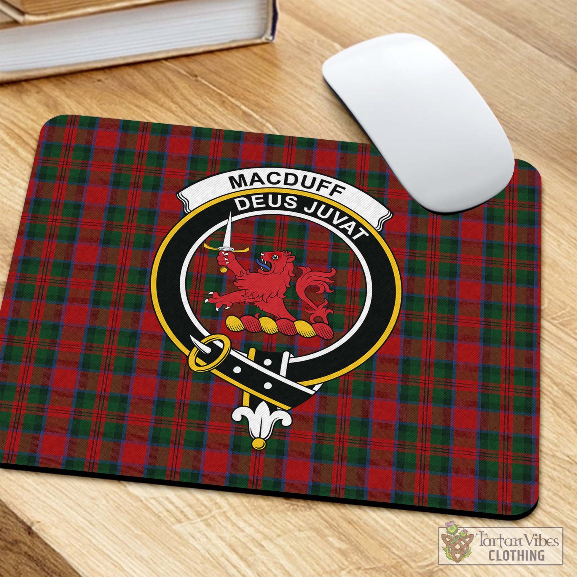 Tartan Vibes Clothing MacDuff Tartan Mouse Pad with Family Crest