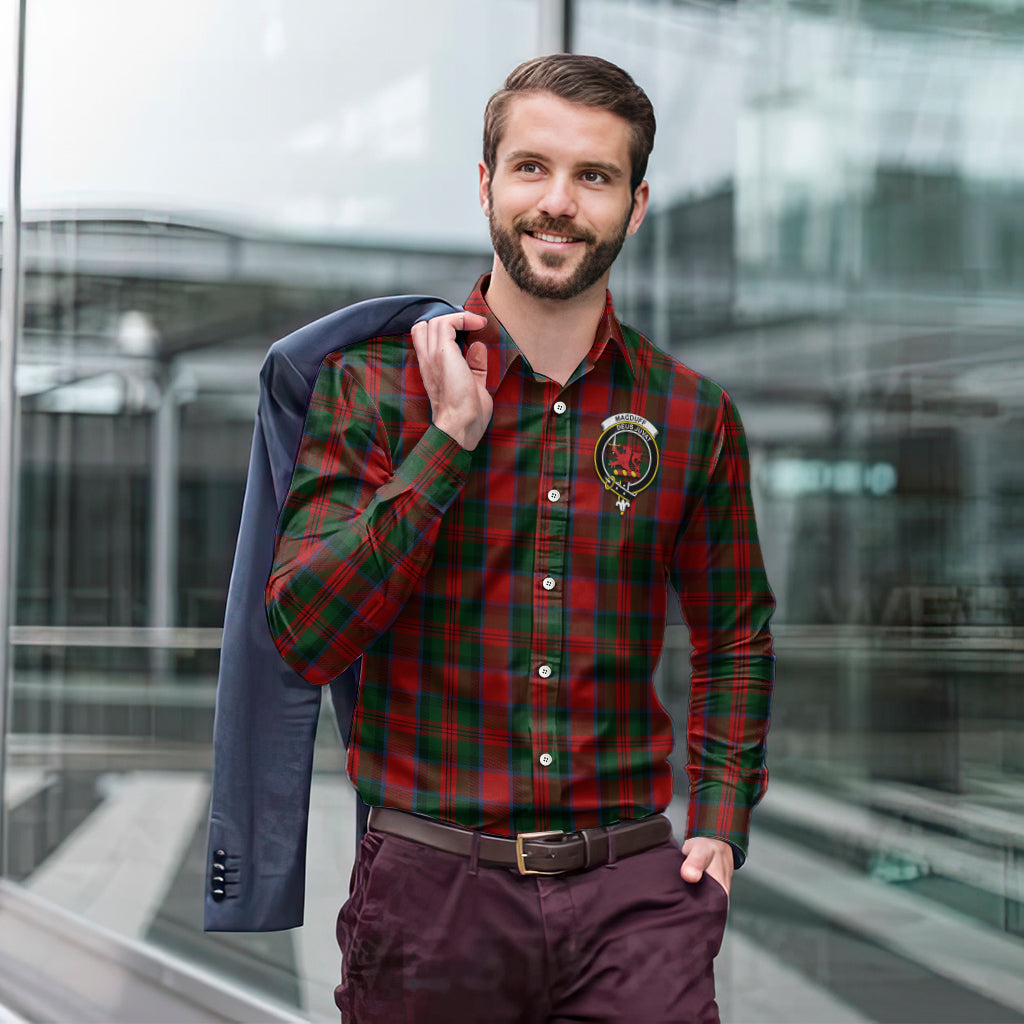 MacDuff (McDuff) Tartan Long Sleeve Button Up Shirt with Family Crest - Tartan Vibes Clothing