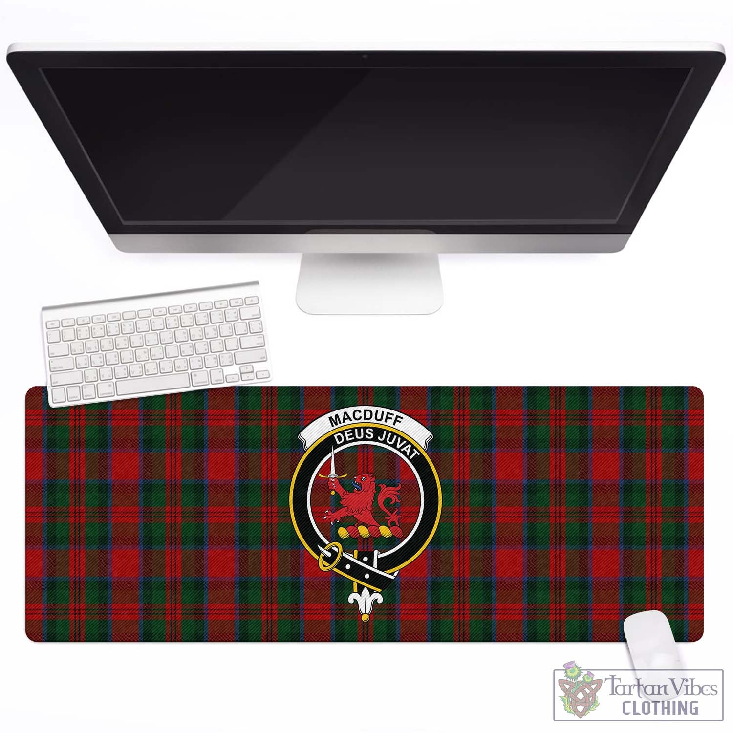 Tartan Vibes Clothing MacDuff Tartan Mouse Pad with Family Crest
