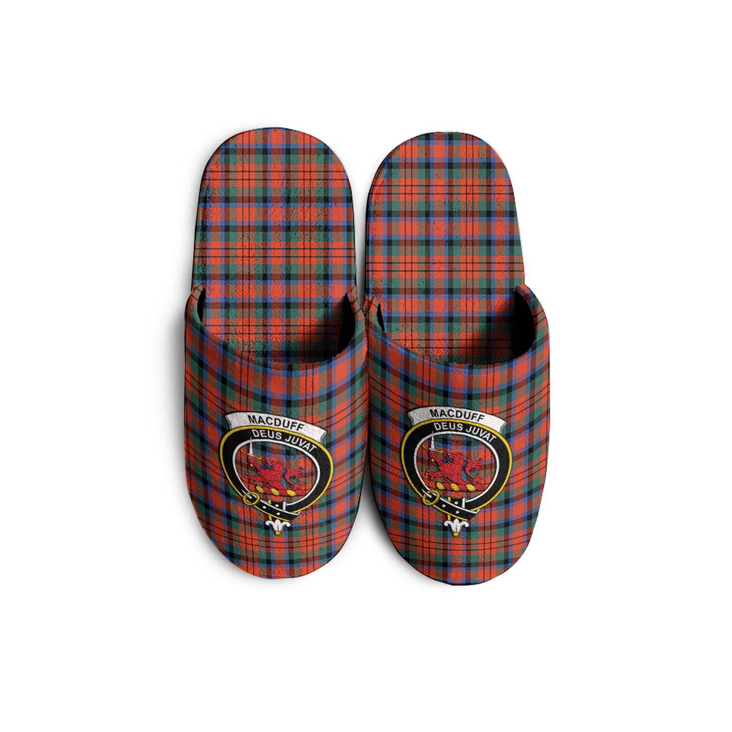 MacDuff Ancient Tartan Home Slippers with Family Crest - Tartanvibesclothing