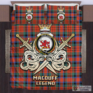 MacDuff Ancient Tartan Bedding Set with Clan Crest and the Golden Sword of Courageous Legacy