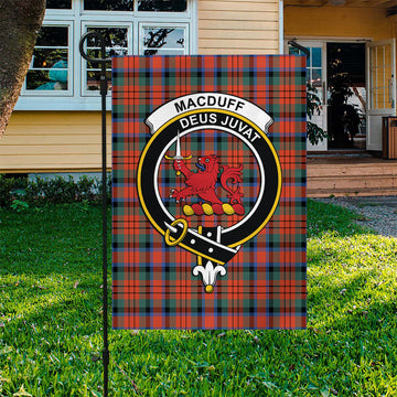 MacDuff Ancient Tartan Flag with Family Crest