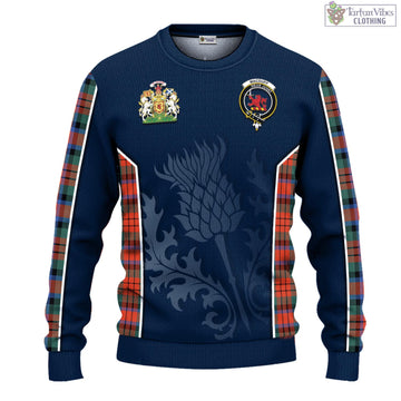 MacDuff Ancient Tartan Knitted Sweatshirt with Family Crest and Scottish Thistle Vibes Sport Style