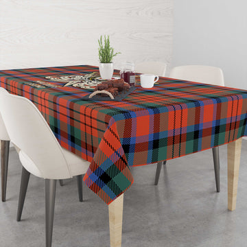 MacDuff Ancient Tartan Tablecloth with Clan Crest and the Golden Sword of Courageous Legacy