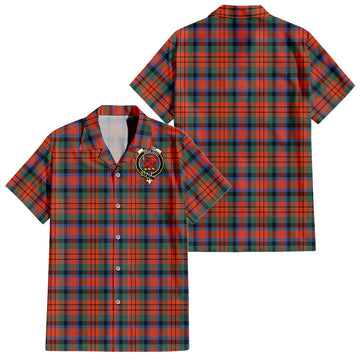 MacDuff Ancient Tartan Short Sleeve Button Down Shirt with Family Crest