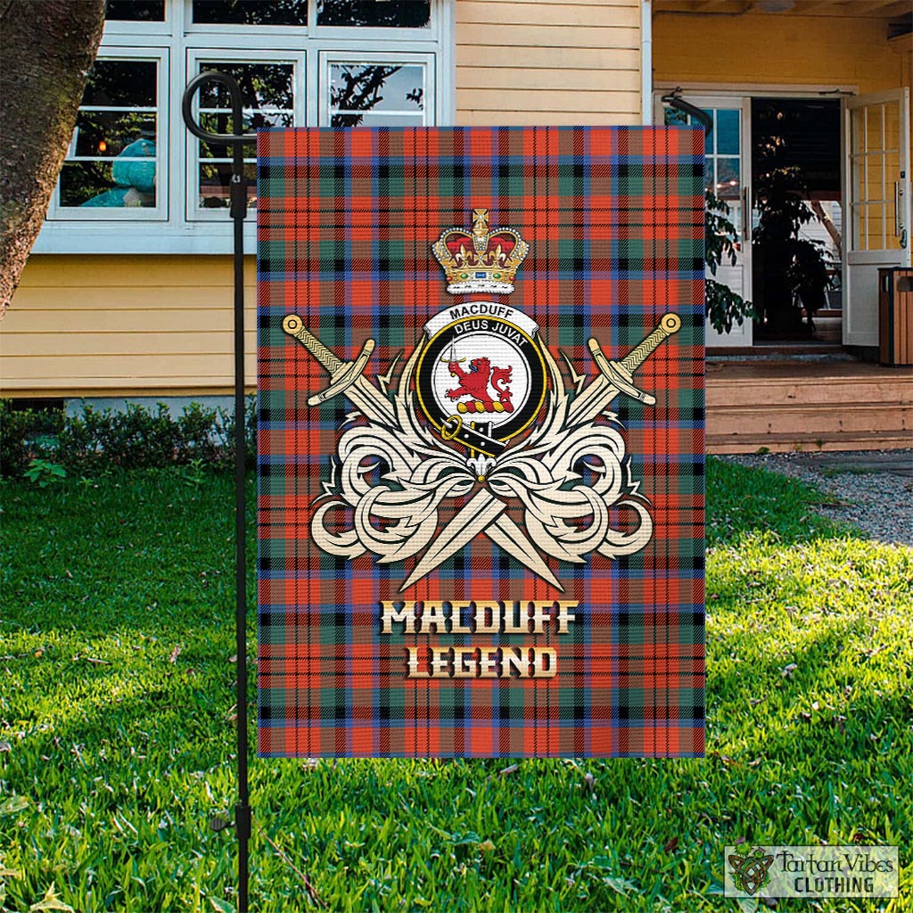 Tartan Vibes Clothing MacDuff Ancient Tartan Flag with Clan Crest and the Golden Sword of Courageous Legacy