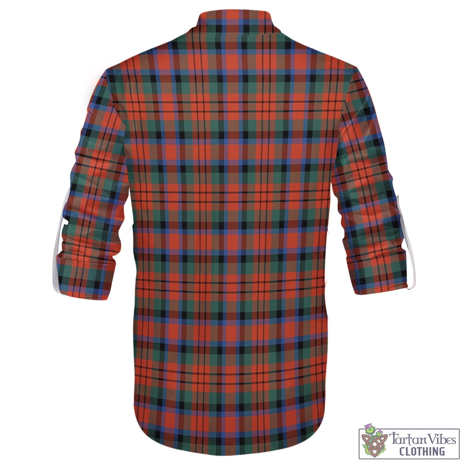 Tartan Vibes Clothing MacDuff Ancient Tartan Men's Scottish Traditional Jacobite Ghillie Kilt Shirt with Family Crest