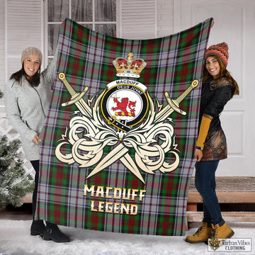 MacDuff Dress Tartan Blanket with Clan Crest and the Golden Sword of Courageous Legacy
