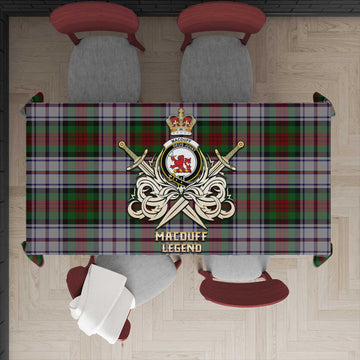 MacDuff Dress Tartan Tablecloth with Clan Crest and the Golden Sword of Courageous Legacy