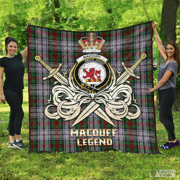 MacDuff Dress Tartan Quilt with Clan Crest and the Golden Sword of Courageous Legacy