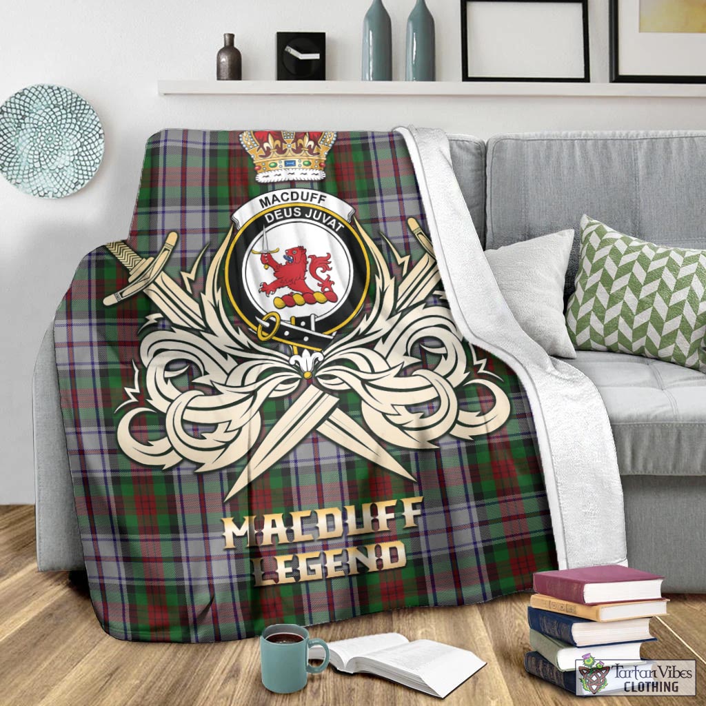 Tartan Vibes Clothing MacDuff Dress Tartan Blanket with Clan Crest and the Golden Sword of Courageous Legacy