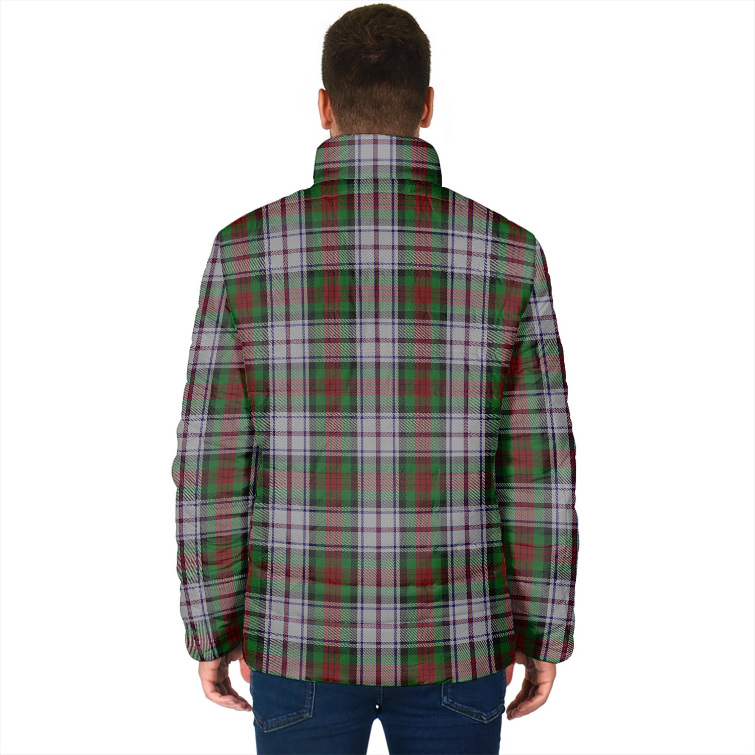 MacDuff Dress Tartan Padded Jacket with Family Crest - Tartanvibesclothing