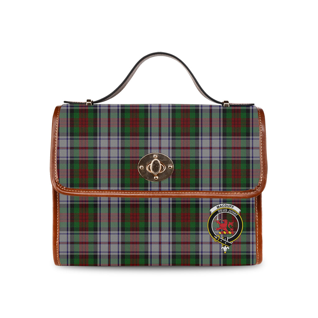 macduff-dress-tartan-leather-strap-waterproof-canvas-bag-with-family-crest