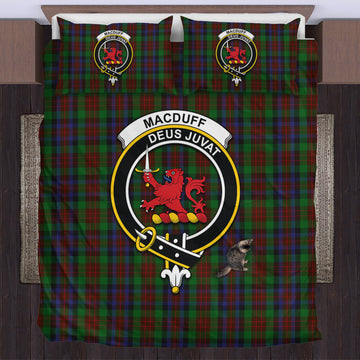 MacDuff Hunting Tartan Bedding Set with Family Crest