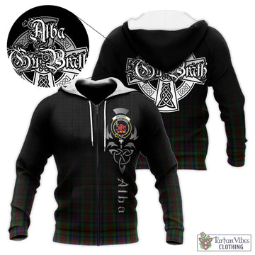 MacDuff Hunting Tartan Knitted Hoodie Featuring Alba Gu Brath Family Crest Celtic Inspired
