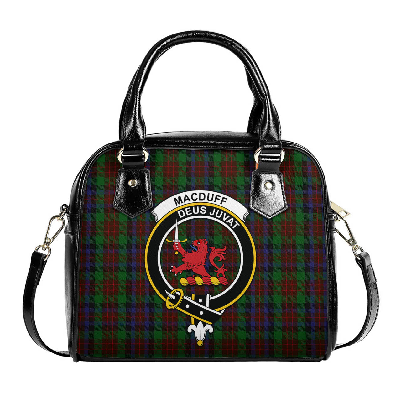 MacDuff Hunting Tartan Shoulder Handbags with Family Crest One Size 6*25*22 cm - Tartanvibesclothing