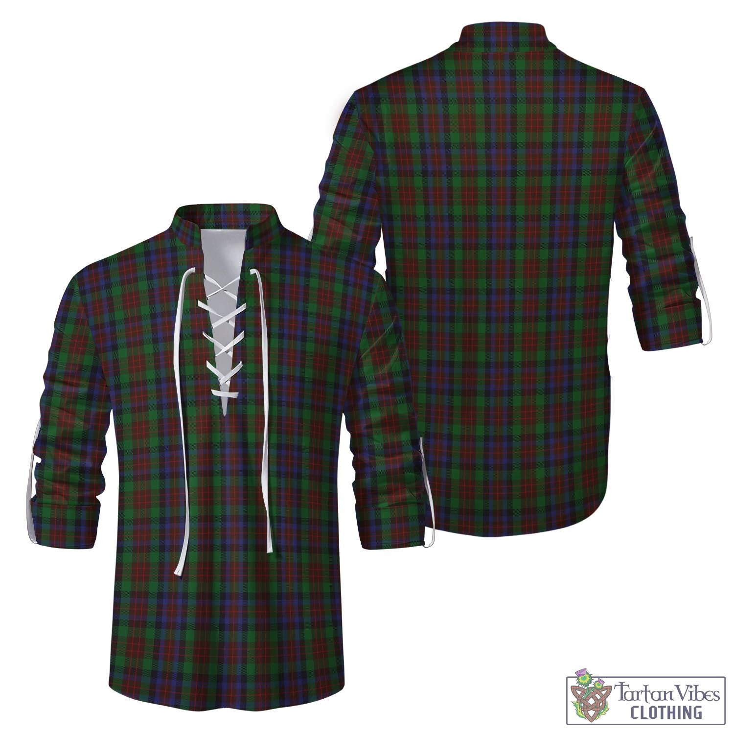 Tartan Vibes Clothing MacDuff Hunting Tartan Men's Scottish Traditional Jacobite Ghillie Kilt Shirt