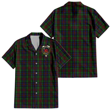 MacDuff Hunting Tartan Short Sleeve Button Down Shirt with Family Crest