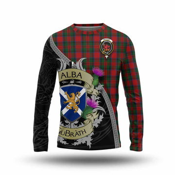 MacDuff (McDuff) Tartan Family Crest Long Sleeve T-Shirt Lion Rampant Royal Thistle Shield Celtic Inspired