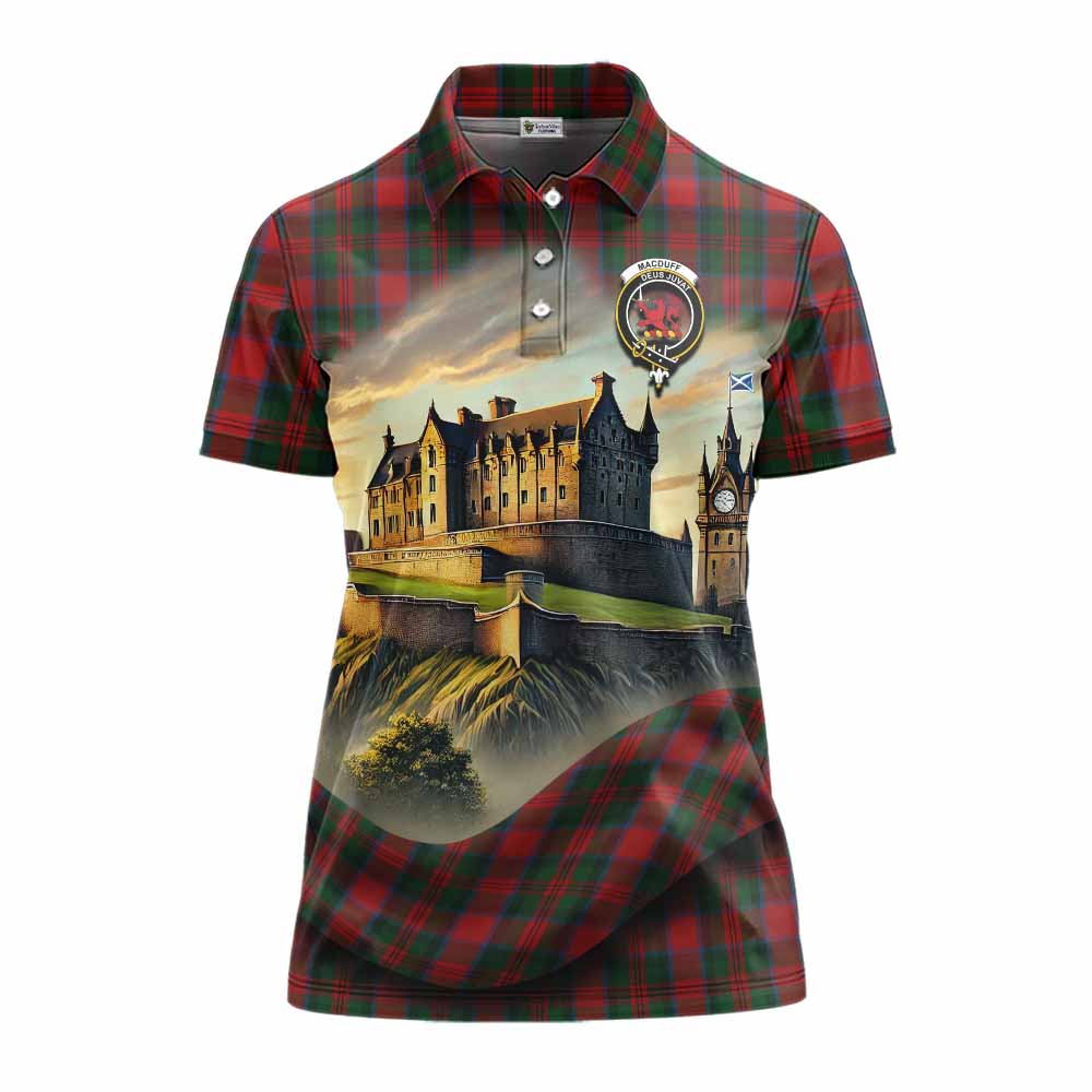 Tartan Vibes Clothing MacDuff (McDuff) Tartan Family Crest Women's Polo Shirt with Scottish Ancient Castle Stype