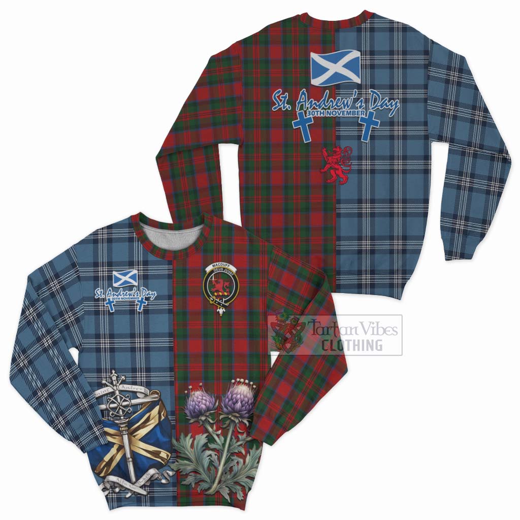 MacDuff (McDuff) Tartan Sweatshirt Happy St. Andrew's Day Half Tartan Style Unisex - Tartan Vibes Clothing