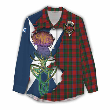 Tartan Vibes Clothing MacDuff (McDuff) Tartan Family Crest Women's Casual Shirt Scottish Thistle Celtic Inspired