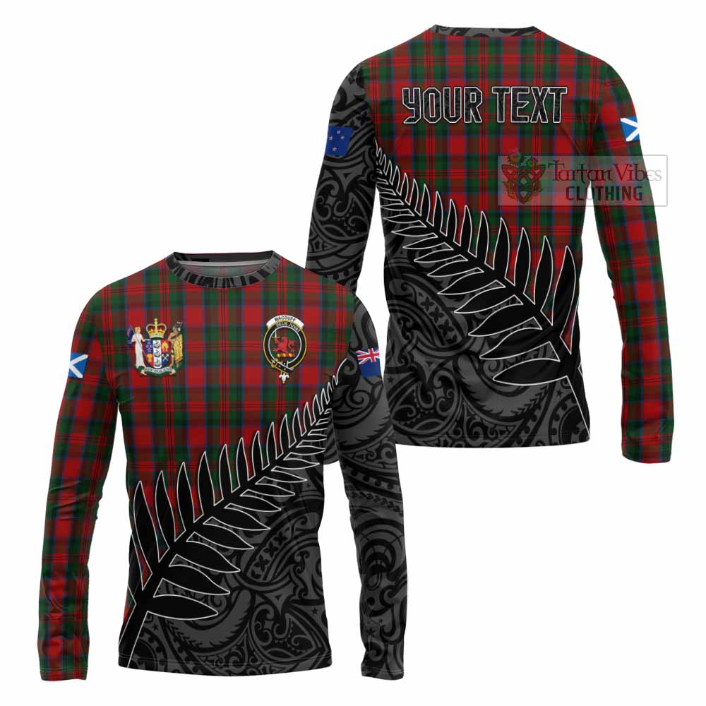 MacDuff (McDuff) Crest Tartan Long Sleeve T-Shirt with New Zealand Silver Fern Half Style Unisex - Tartan Vibes Clothing