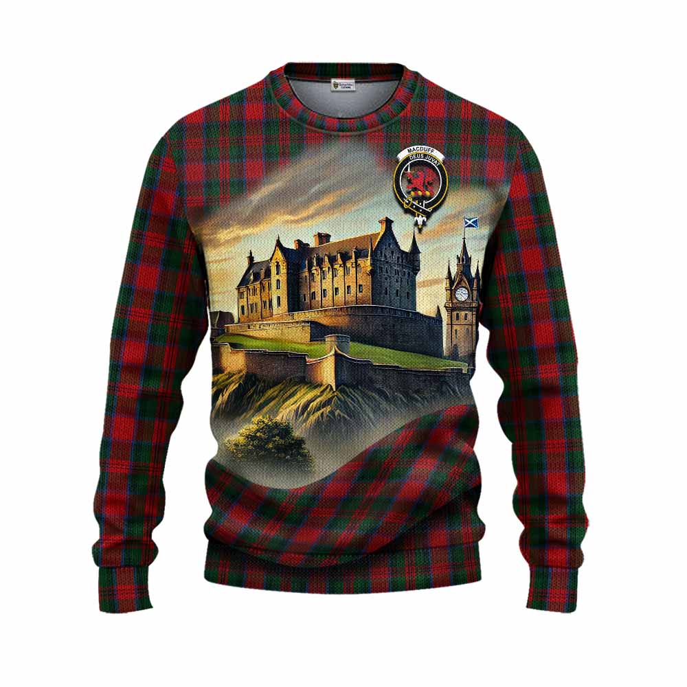 Tartan Vibes Clothing MacDuff (McDuff) Tartan Family Crest Knitted Sweater with Scottish Ancient Castle Style