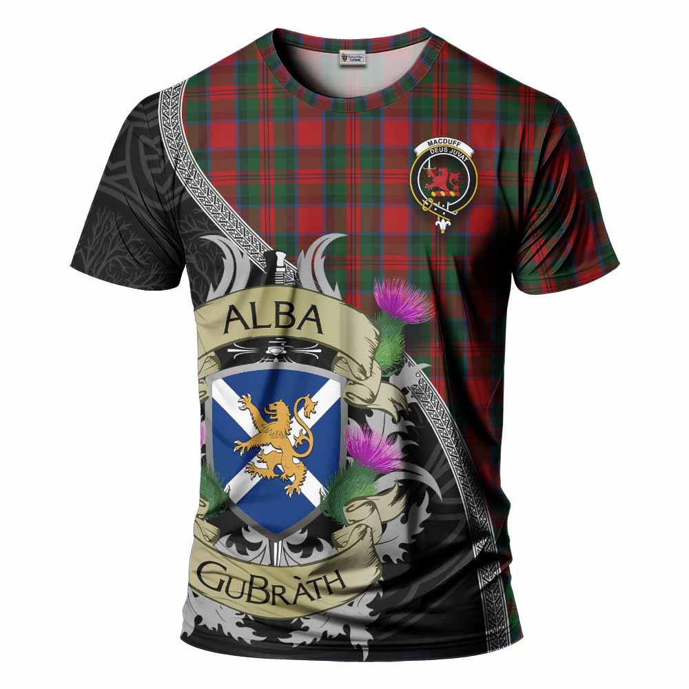 Tartan Vibes Clothing MacDuff (McDuff) Tartan Family Crest T-Shirt Lion Rampant Royal Thistle Shield Celtic Inspired