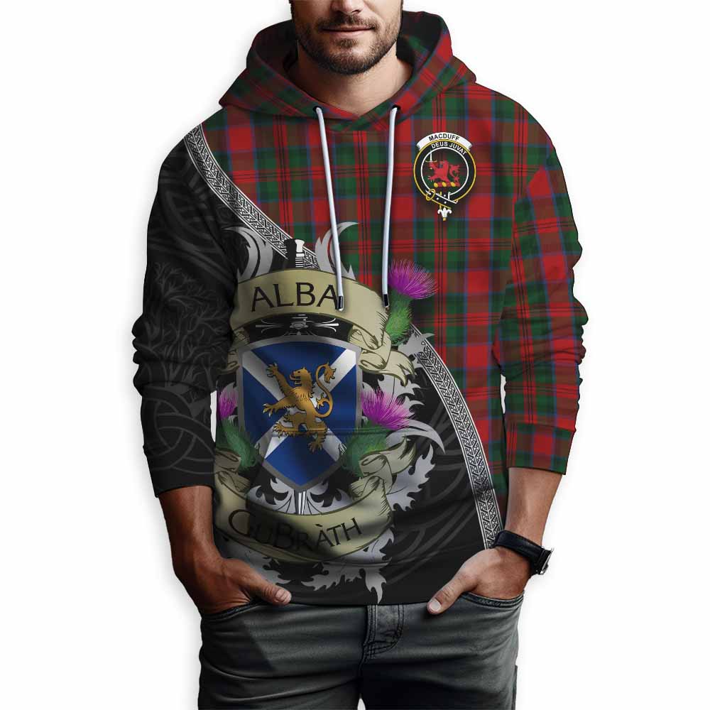 Tartan Vibes Clothing MacDuff (McDuff) Tartan Family Crest Hoodie Lion Rampant Royal Thistle Shield Celtic Inspired