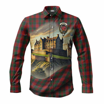 MacDuff (McDuff) Tartan Family Crest Long Sleeve Button Shirt with Scottish Ancient Castle Style