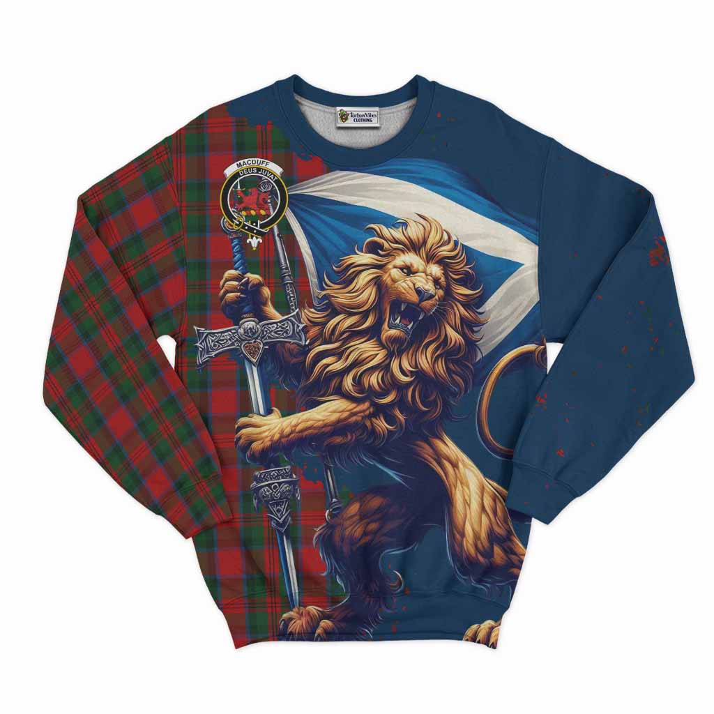 MacDuff (McDuff) Tartan Family Crest Sweatshirt with Scottish Majestic Lion Unisex - Tartan Vibes Clothing