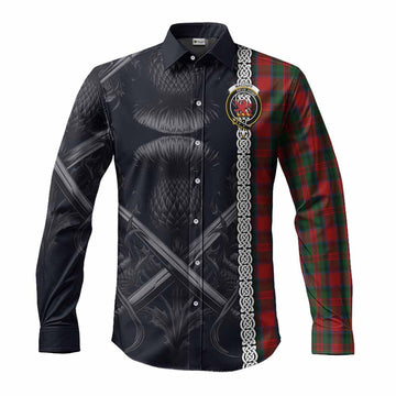MacDuff (McDuff) Tartan Long Sleeve Button Shirt with Family Crest Cross Sword Thistle Celtic Vibes