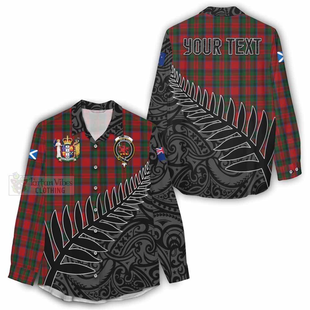 Tartan Vibes Clothing MacDuff (McDuff) Crest Tartan Women's Casual Shirt with New Zealand Silver Fern Half Style