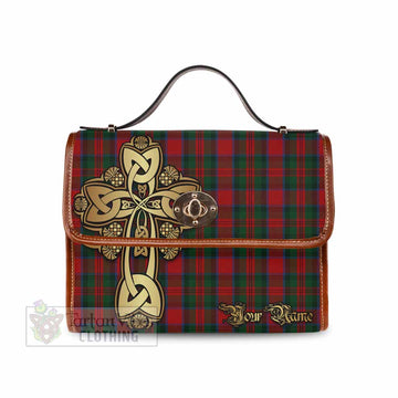 Tartan Vibes Clothing MacDuff (McDuff) Tartan Waterproof Canvas Bag Golden Thistle Celtic Cross Style