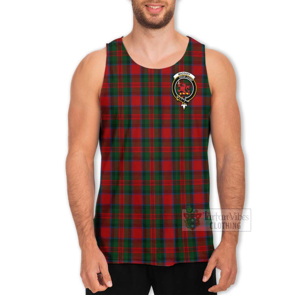 Tartan Vibes Clothing MacDuff (McDuff) Tartan Men's Tank Top with Family Crest and Bearded Skull Holding Bottles of Whiskey