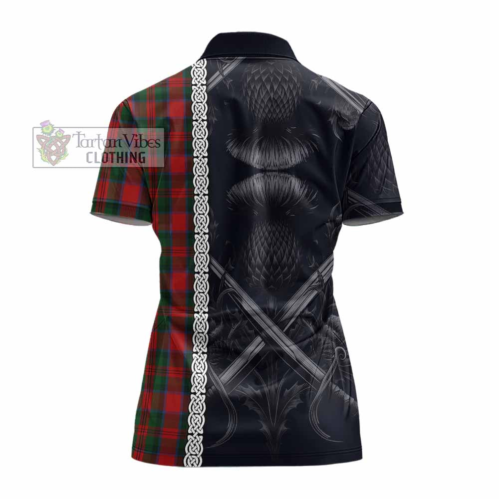 Tartan Vibes Clothing MacDuff (McDuff) Tartan Women's Polo Shirt with Family Crest Cross Sword Thistle Celtic Vibes