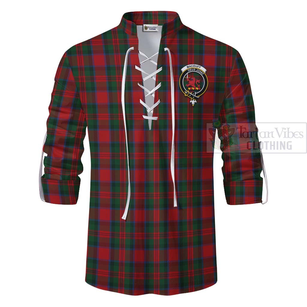 Tartan Vibes Clothing MacDuff (McDuff) Tartan Ghillie Kilt Shirt with Family Crest Celtic Skull Style