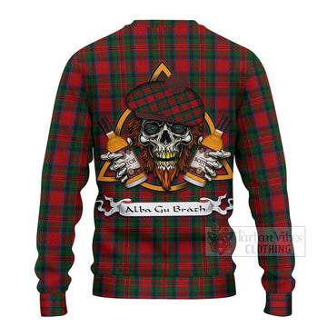 MacDuff (McDuff) Tartan Ugly Sweater with Family Crest and Bearded Skull Holding Bottles of Whiskey