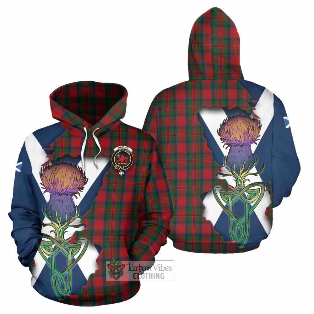 Tartan Vibes Clothing MacDuff (McDuff) Tartan Family Crest Hoodie Scottish Thistle Celtic Inspired